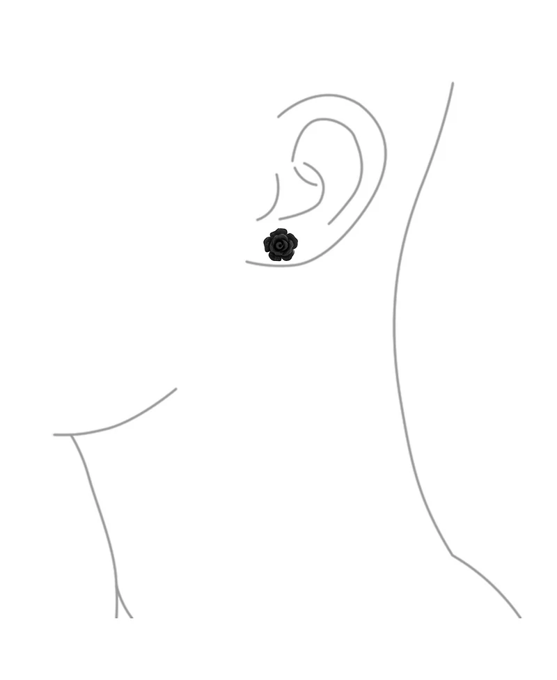 Bling Jewelry Romantic 3D Carved Rose Flower Blooming Post Stud Earrings 10MM Lightweight