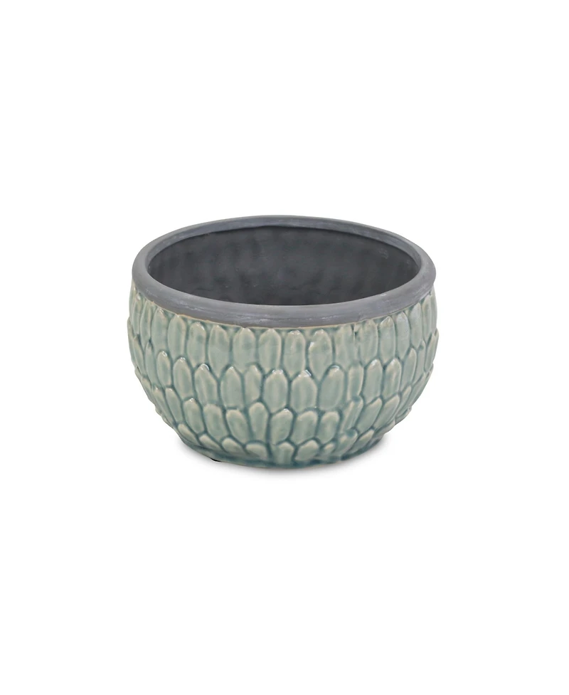 Tone-On-Tone Ceramic Round Planter – Stylish Pot for Indoor & Outdoor Plants
