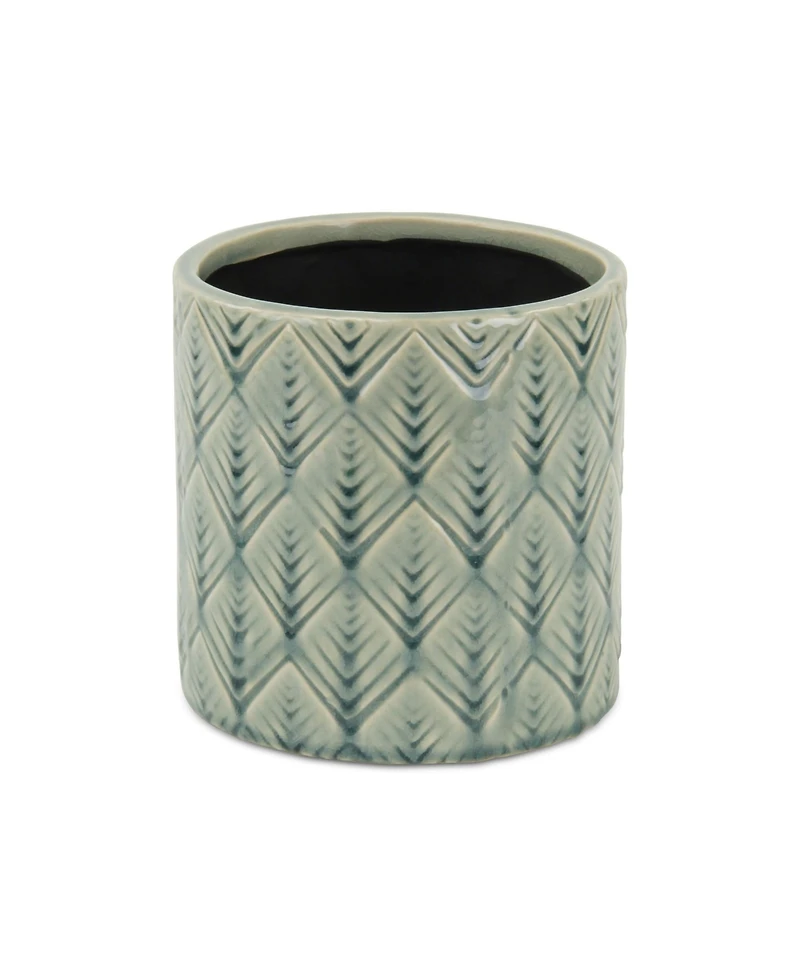 Ceramic Round Planter with Geometric Pattern – Versatile Pot for Garden & Home