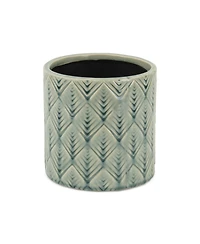 Ceramic Round Planter with Geometric Pattern – Versatile Pot for Garden & Home