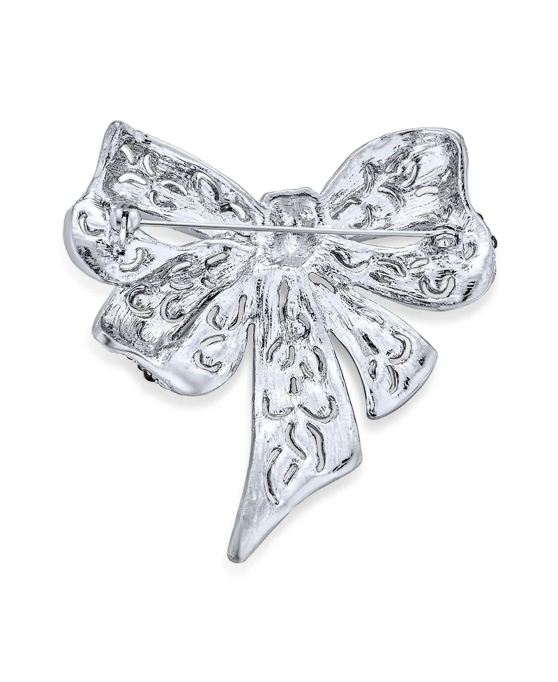 Bling Jewelry Winter Aqua Crystal Fashion Statement Brooch Pin Silver Plated