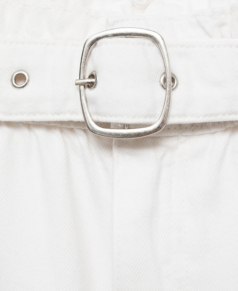 Mango Women's Rolled Hem Paper Bag Shorts