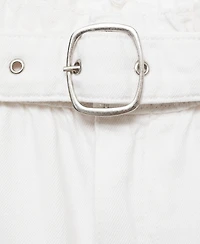 Mango Women's Rolled Hem Paper Bag Shorts