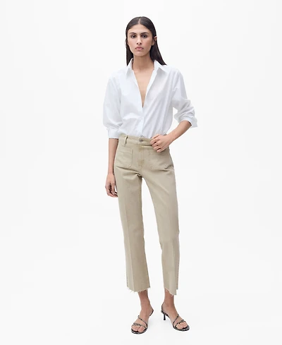 Mango Women's Flared Cropped Jeans