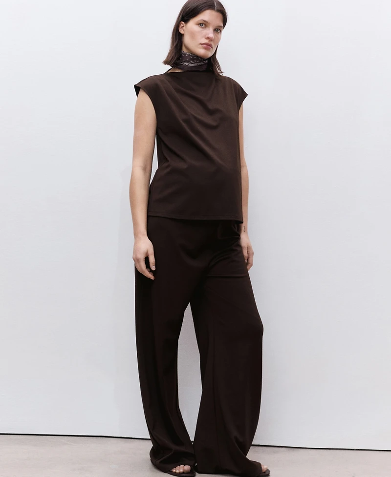 Mango Women's Fine-Knit Wide Leg Trousers