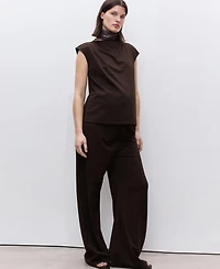 Mango Women's Fine-Knit Wide Leg Trousers