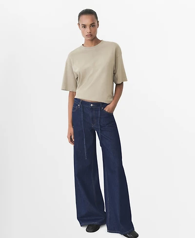 Mango Women's Low-Rise Wide Leg Jeans