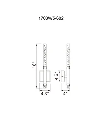 Cwi Lighting 4.3" Metal Dragonswatch Integrated Led Wall Light