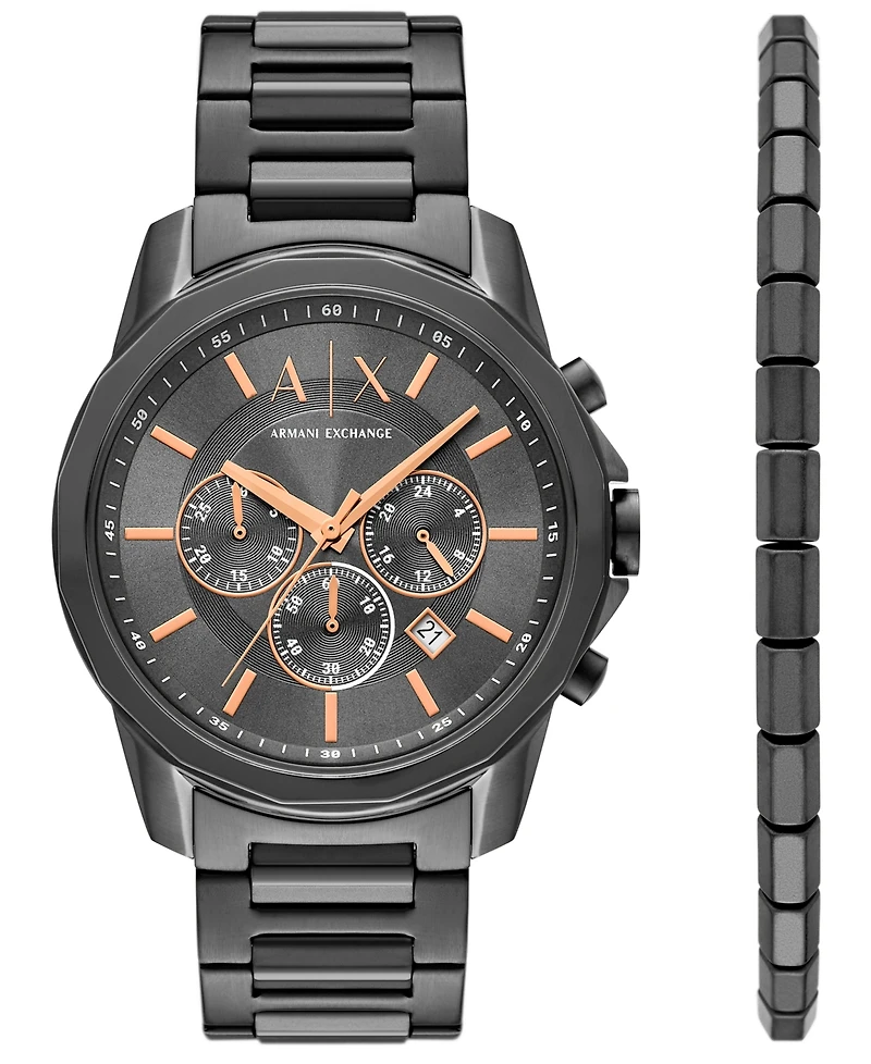 A|X Armani Exchange Men's Quartz Chronograph Gunmetal Stainless-Steel Watch, 44mm