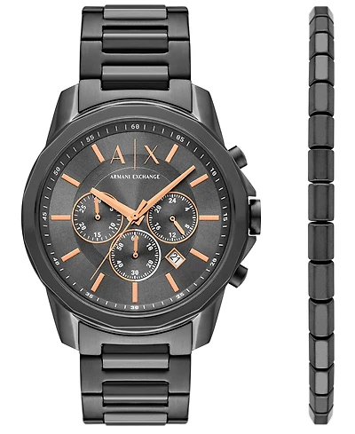 A|X Armani Exchange Men's Quartz Chronograph Gunmetal Stainless-Steel Watch, 44mm
