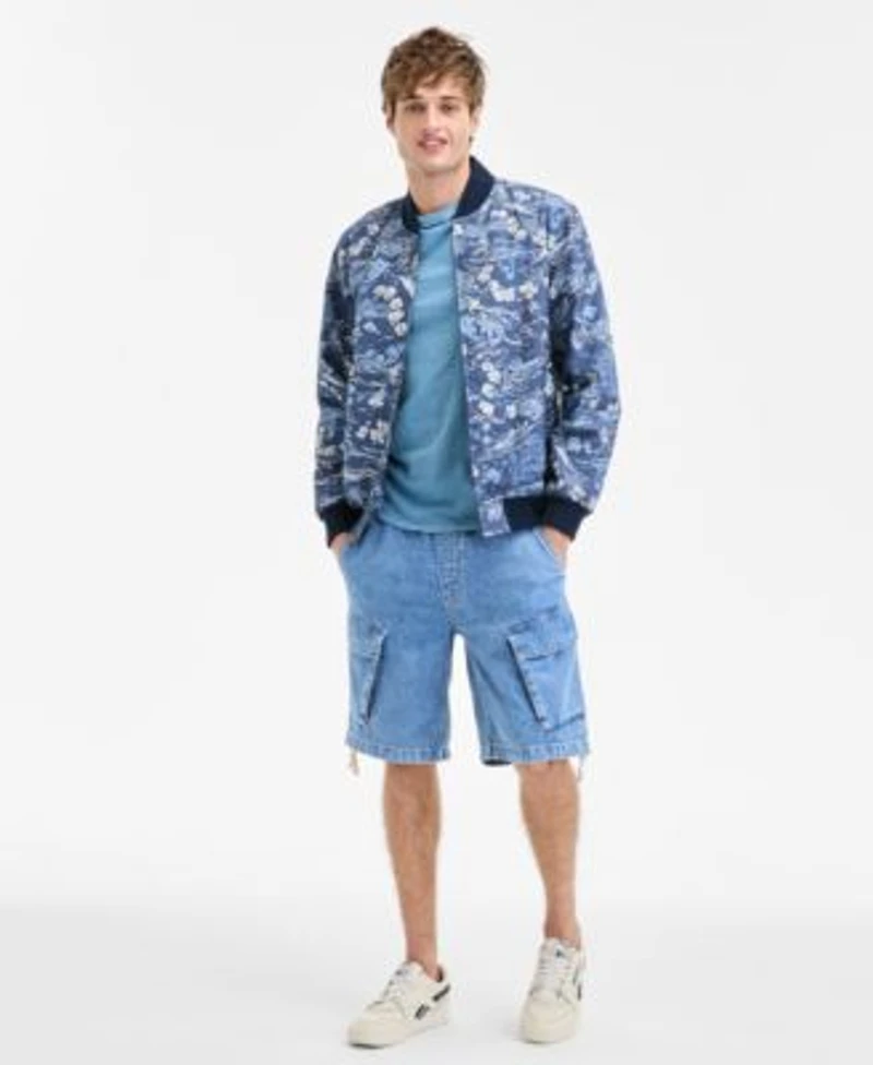 Sun Stone Mens Sun Kissed T Shirt Floral Print Bomber Jacket Denim Cargo Shorts Exclusively At Macys