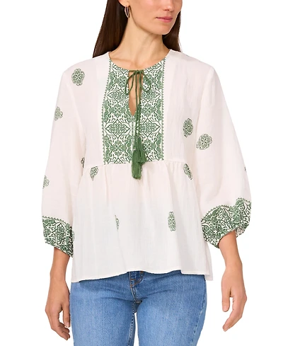 Vince Camuto Women's Tie-Neck 3/4-Sleeve Top