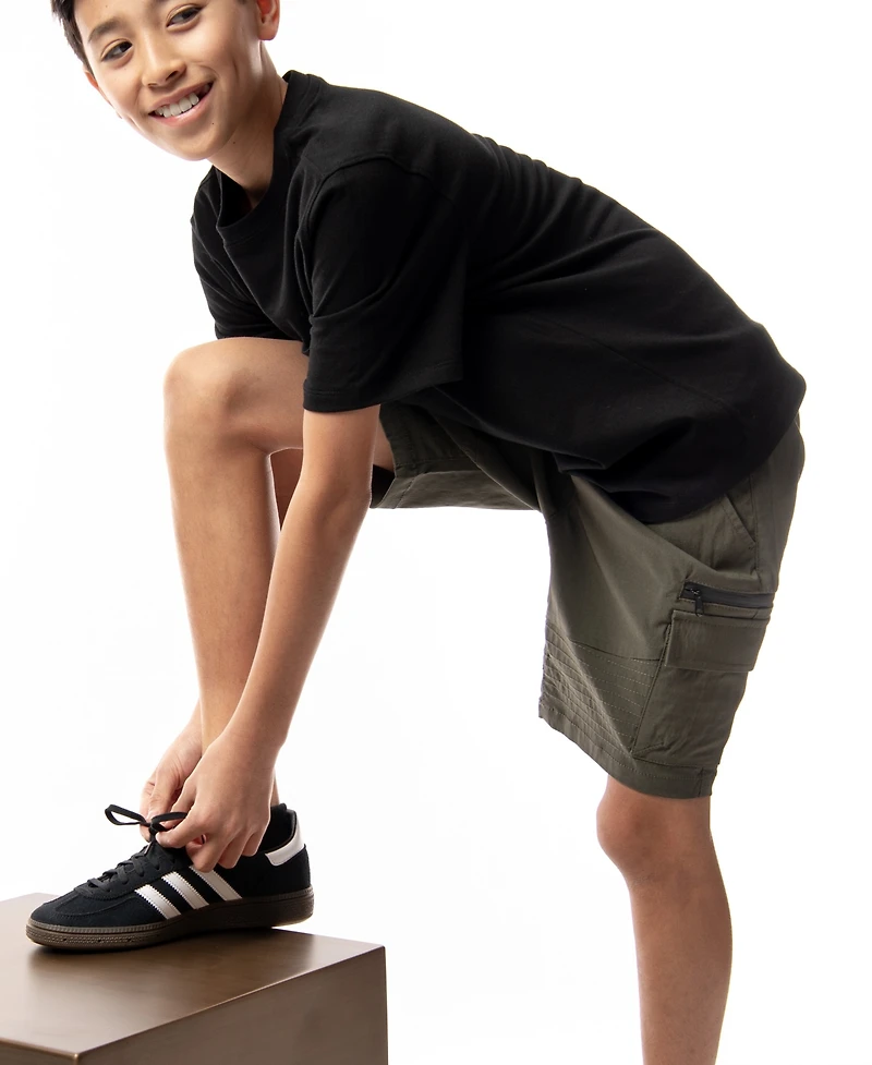 Ring of Fire Big Boys Harley Stretch Tech Fabric Pull-On Cargo Shorts with Moto Detailing