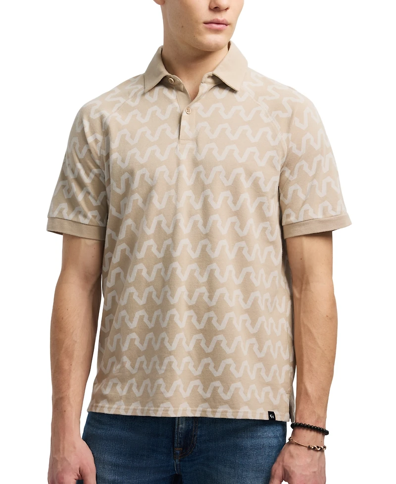Men's Kindell Regular-Fit Wave-Print Polo Shirt