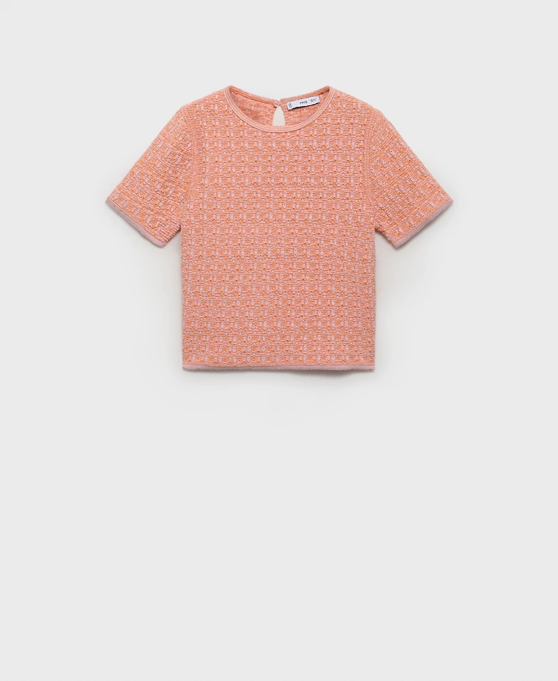 Mango Women's Tweed Short Sleeve Sweater