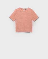 Mango Women's Tweed Short Sleeve Sweater