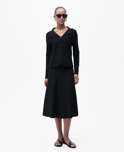 Mango Women's Lapel Collar Knit Sweater