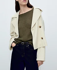 Mango Women's Open-Knit Boat Neck Sweater