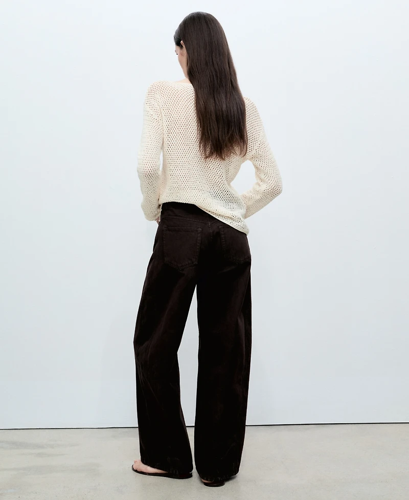 Mango Women's Open-Knit Boat Neck Sweater