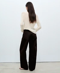 Mango Women's Open-Knit Boat Neck Sweater