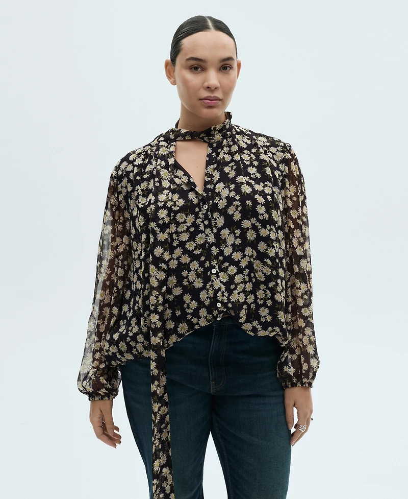 Mango Women's Floral Tie Blouse