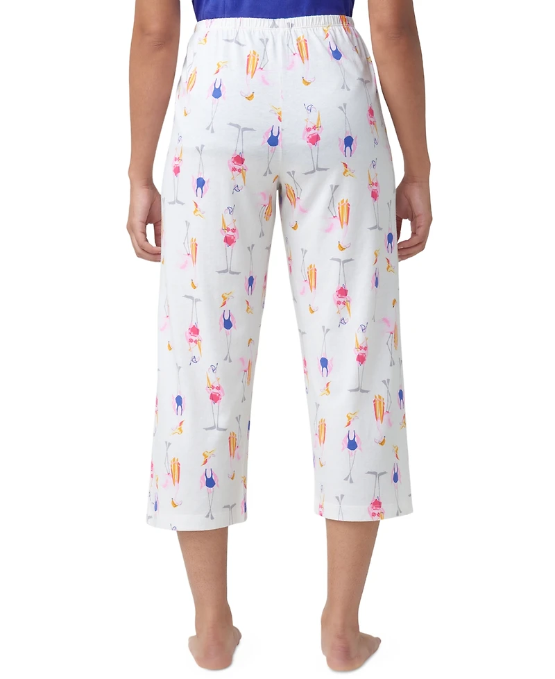 Hue Women's Beach Flamingos Printed Capri Pajama Pants