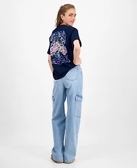 Rebellious One Juniors' Good Vibes Rose Graphic T-Shirt