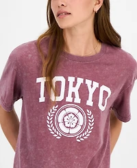 Rebellious One Juniors' Tokyo Mineral Wash Graphic T-Shirt