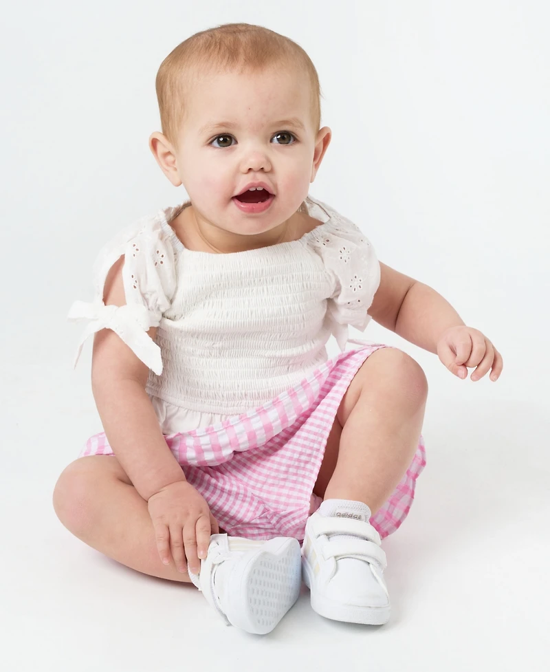Rare Editions Baby Girls 2-Piece Puff Sleeves and Seersucker Short Set