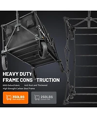 EchoSmile Heavy Duty 350 Lbs Capacity Collapsible Wagon, Outdoor Folding Camping Wagons, Grocery Portable Utility Cart, Adjustable Rolling Carts, All