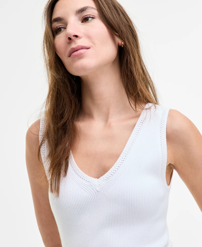 Tommy Hilfiger Women's Crochet-Trim Sweater Tank Top