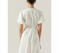 Astr the Label Women's Citrine Puff-Sleeve Linen & Cotton Midi Dress