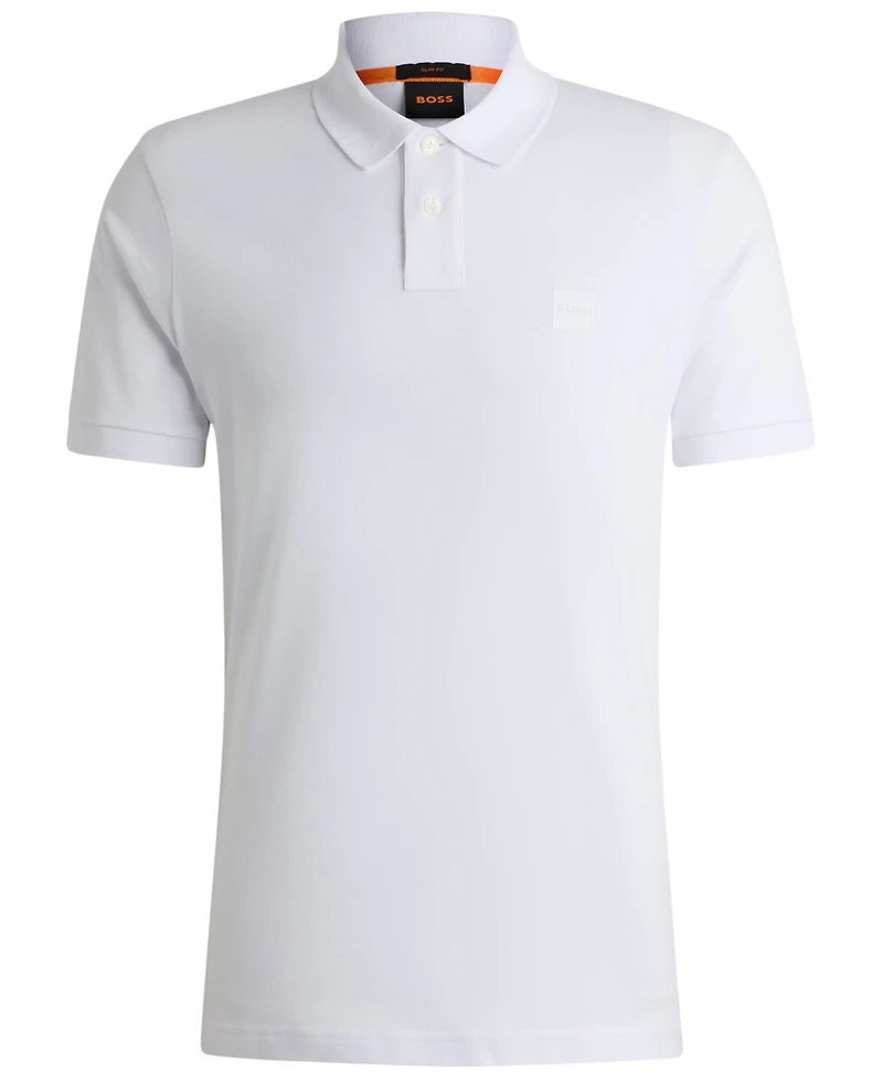 Boss by Hugo Men's Slim-Fit Stretch-Cotton Logo Patch Polo Shirt