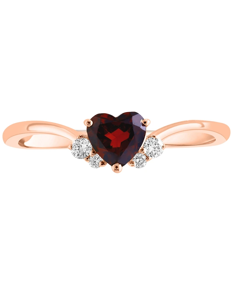 Lali Jewels Garnet (1/2 ct. t.w.) & Diamond (1/20 ct. t.w.) Ring in 14k Rose Gold