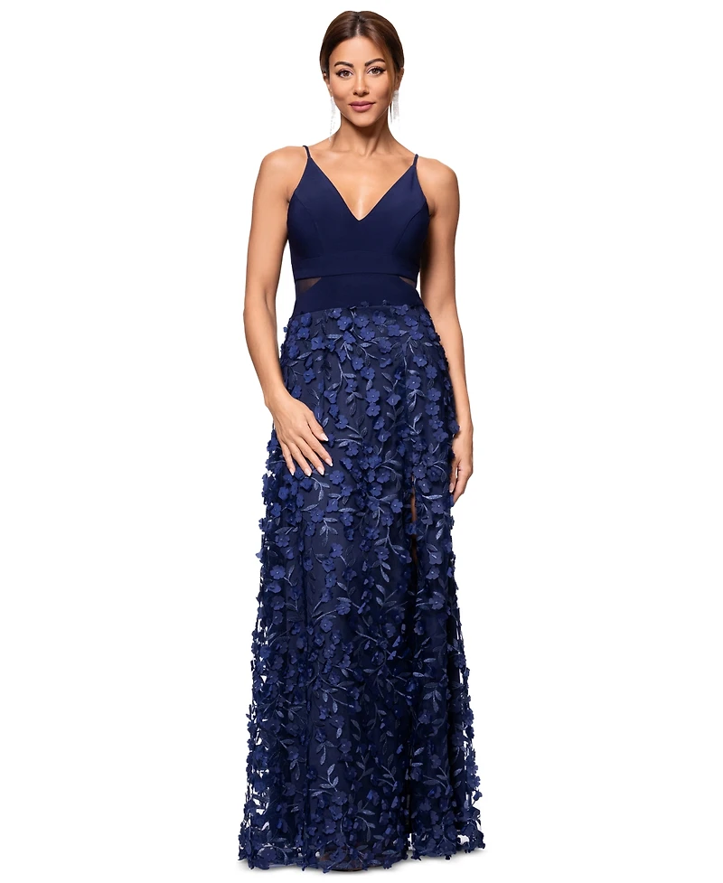 Xscape Flower-Skirt Gown