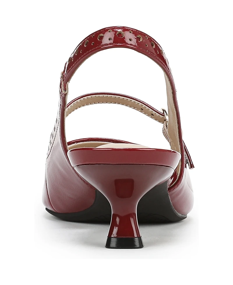 LifeStride Women's Marilyn Pointed Toe Kitten Heel Slingback Pumps