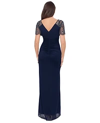 Xscape Beaded-Sleeve Gown