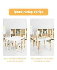 Kids Wooden Table and 2 Chairs Set