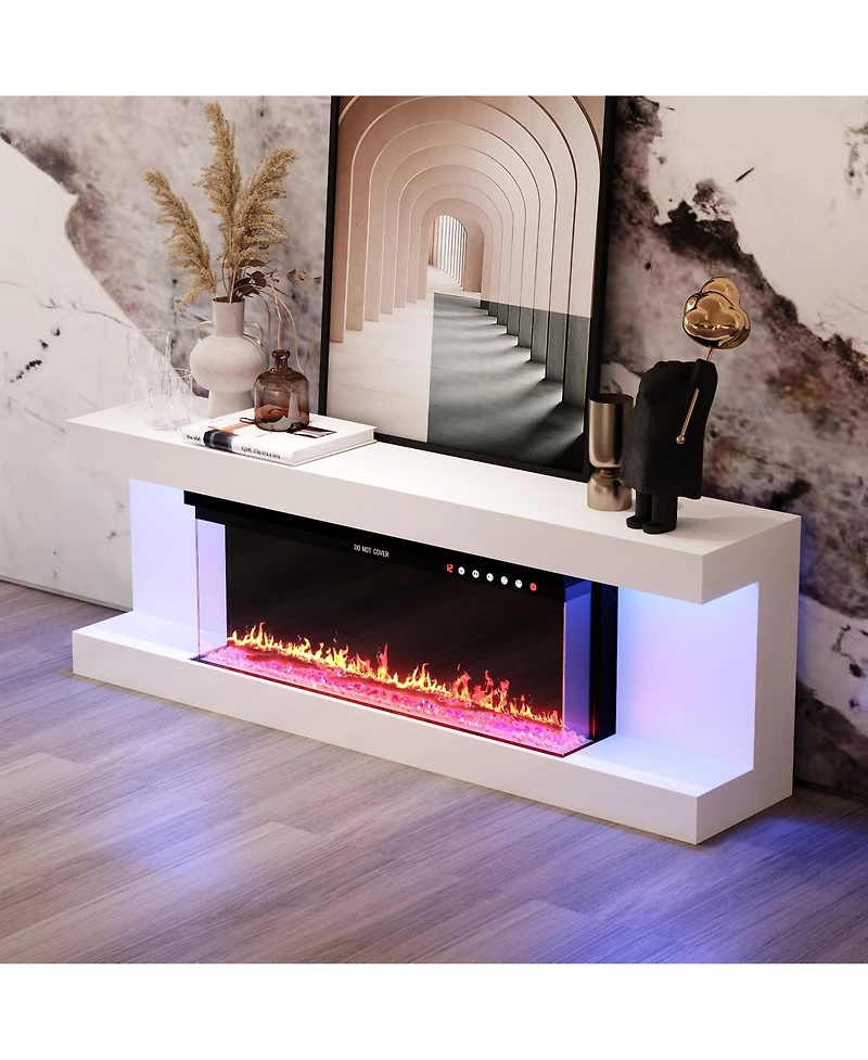 40-inch electric fireplace, recessed fireplace,1500W,white Tv stand