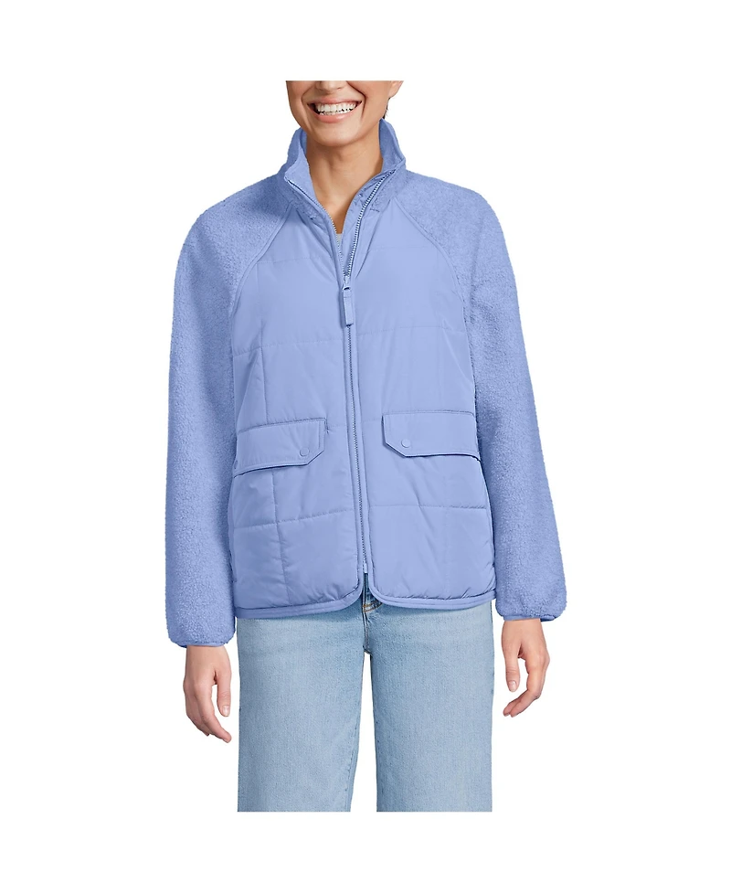 Lands' End Women's Mixed Media High Pile Fleece Jacket