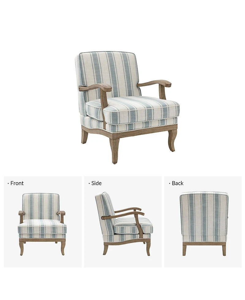 Rinaldo Farmhouse Armchair with Solid Wood Armrests
