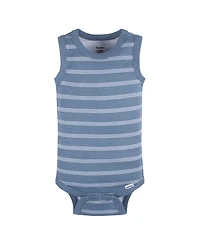 Gerber Baby Boys 5-Pack Sleeveless Onesies Bodysuits, Blue Stripe, 0-3 Months