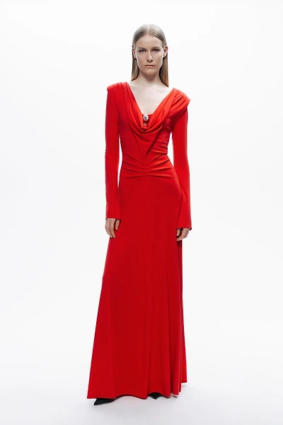 Nocturne Women's Padded Accessory Detailed Maxi Dress