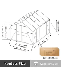 Gain Height 8x10 Ft Aluminum Polycarbonate Greenhouse - All Season
