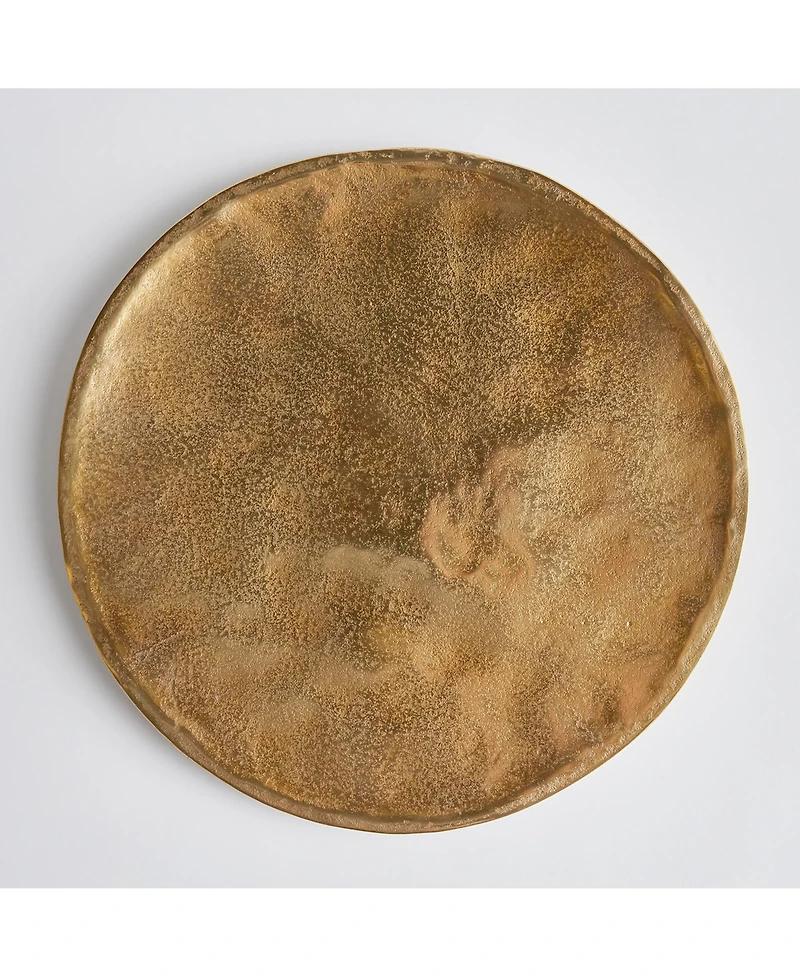 16.75" Veda Decorative Cast Aluminum Round Tabletop Centerpiece Tray