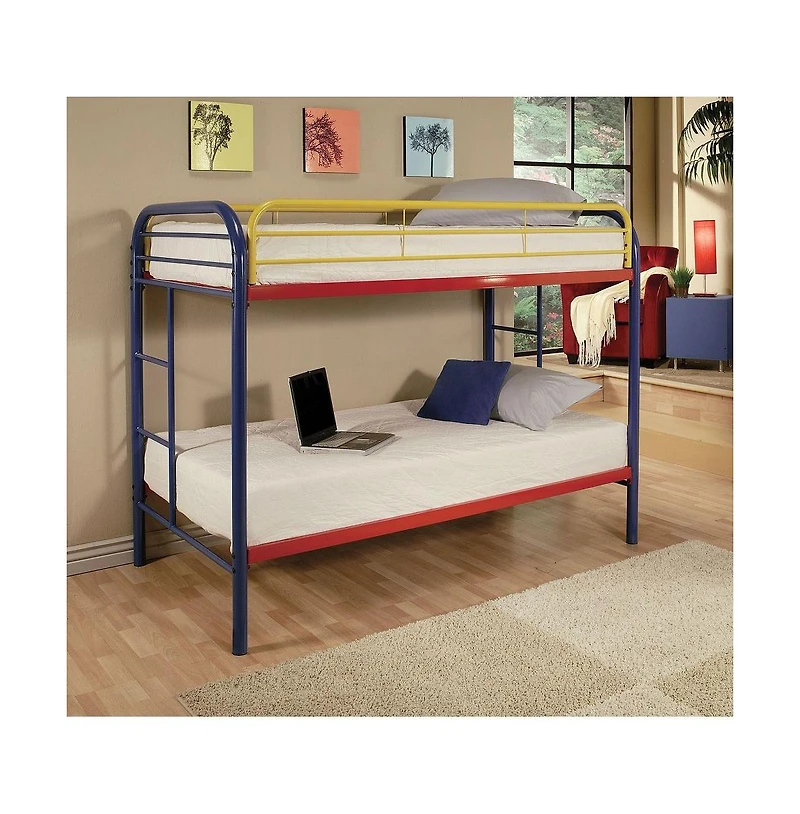 Sturdy Metal Bunk Bed with Guardrails and Built-In Ladder for Small Spaces