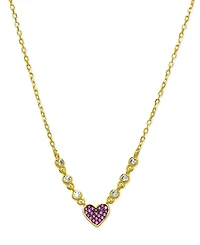 Lily Nily Girls Lab Ruby Heart Necklace in 18K Gold over Sterling Silver
