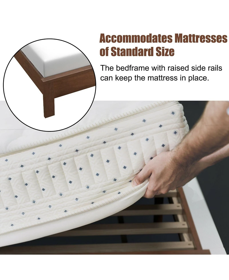 Full Size Platform Slat Bed Frame with High Headboard