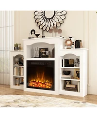 23" electric fireplace, recessed fireplace, 1500 watts, white Tv cabinet with seven storage compartments