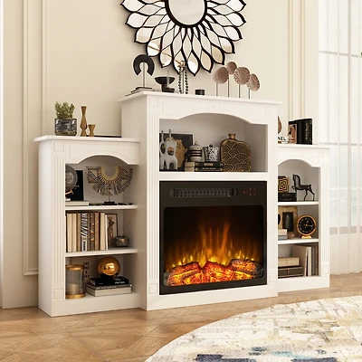 23" electric fireplace, recessed fireplace, 1500 watts, white Tv cabinet with seven storage compartments